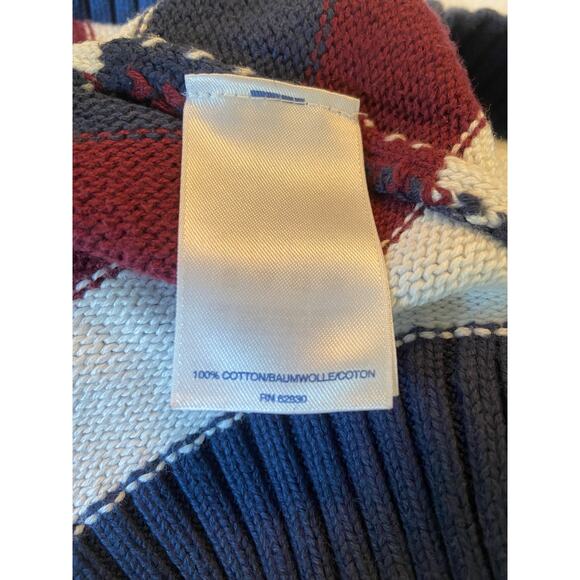 Preppy Cozy Lands End Stripe Cotton Nautical Crew Neck Sweater Knit L Fall - Picture 5 of 5